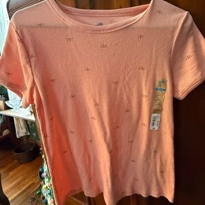NEW Peach Short Sleeve Top with Embroidered Details
